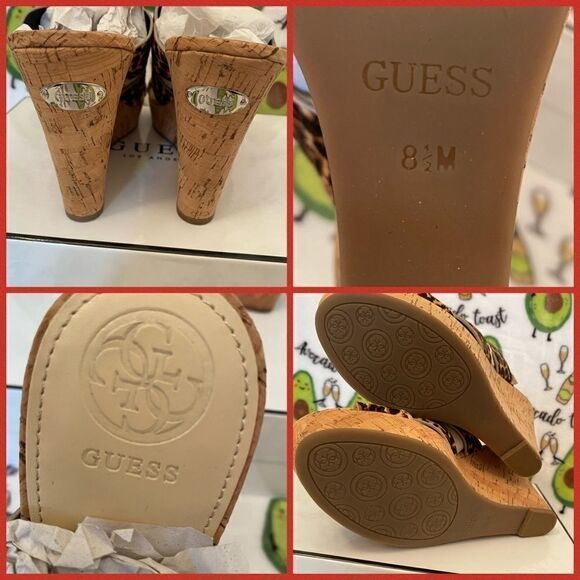 New GUESS leopard print wedge sandals 8.5 - Picture 4 of 5